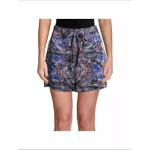 MARCIANO Womens Blue Belted Zippered Printed Shorts Size: S